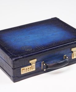 WATCH COLLECTOR CASE COMBINATION LOCK - MASTER EDITION PARCHMENT PATINA BLUE For 10 Watches