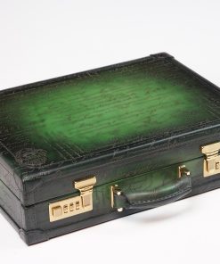 WATCH COLLECTOR CASE COMBINATION LOCK - MASTER EDITION PARCHMENT PATINA DARK GREEN For 10 Watches