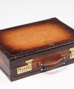 WATCH COLLECTOR CASE COMBINATION LOCK - MASTER EDITION PARCHMENT PATINA LIGHT TAN For 10 Watches