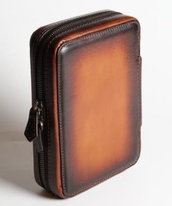 Patina Honey Brown Zipper Watch Case for 4 watches